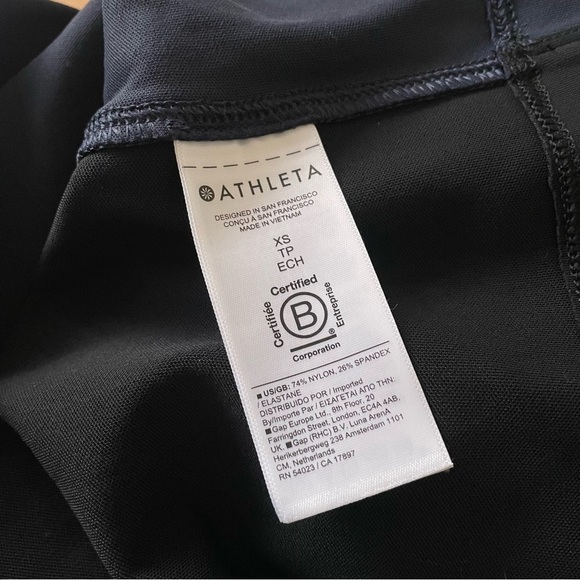 Athleta Color Block Navy Blue Black Funnel Mock Neck Sweatshirt 466920 EUC Sz XS - Picture 9 of 12